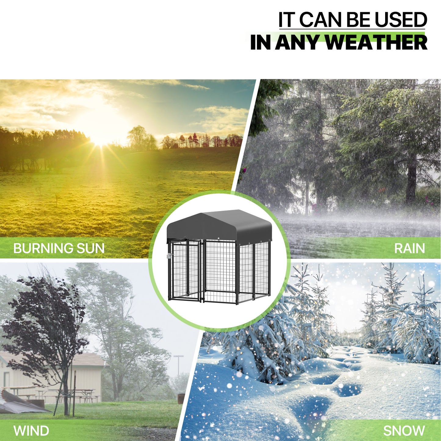 Outdoor Dog Kennel Playpen Animal Run Pet Enclosure Crate Fence w/UV-Proof Roof