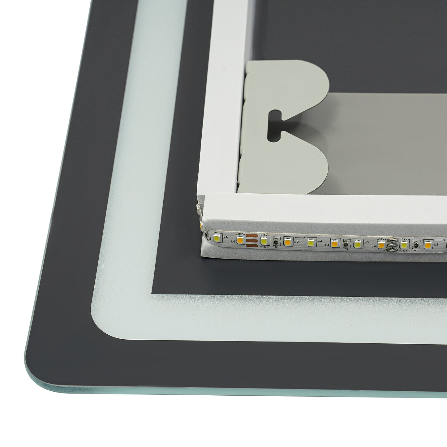 Dimmable LED Bathroom Mirror with Anti-Fog Function and Time Display 60×80 cm