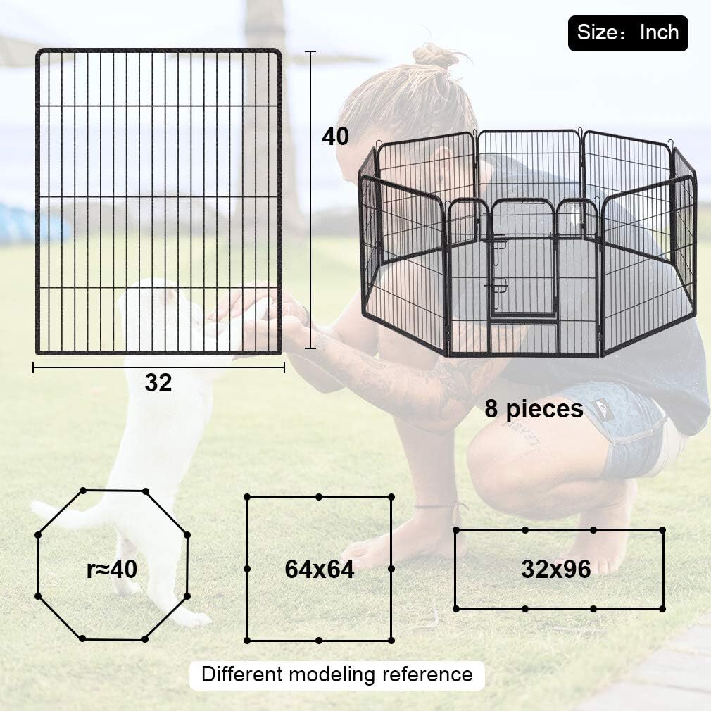 Dog Playpen 40'' 8 Panel Heavy Duty Pet Playpen Dog Exercise Pen Cat Fence