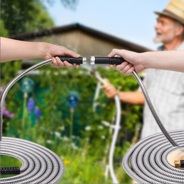 75FT 304 Stainless Steel Metal Garden Water Hose Kink Proof Flexible Heavy Duty