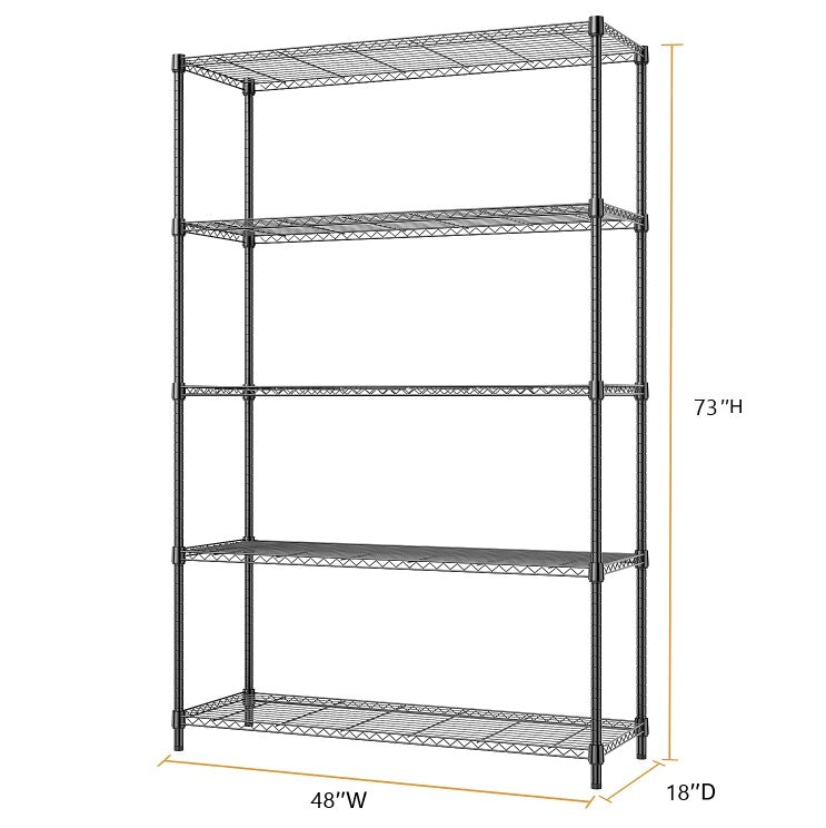Heavy Duty 5 Tier Shelf 18*47*72" Storage Garage Rack Wire Shelving Laundry Room