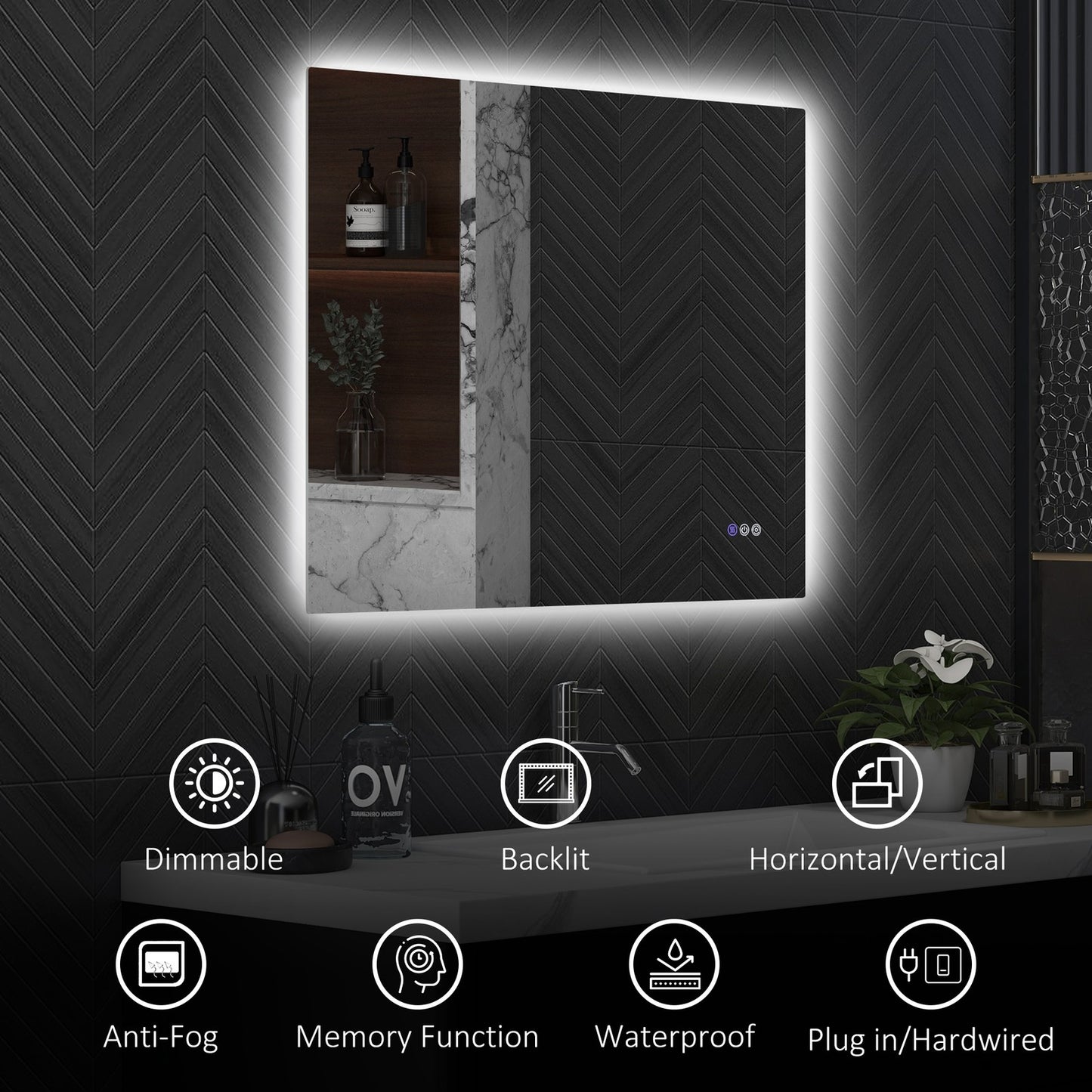 32" x 24" Dimmable LED Bathroom Mirror w/ Infinite Color Temp