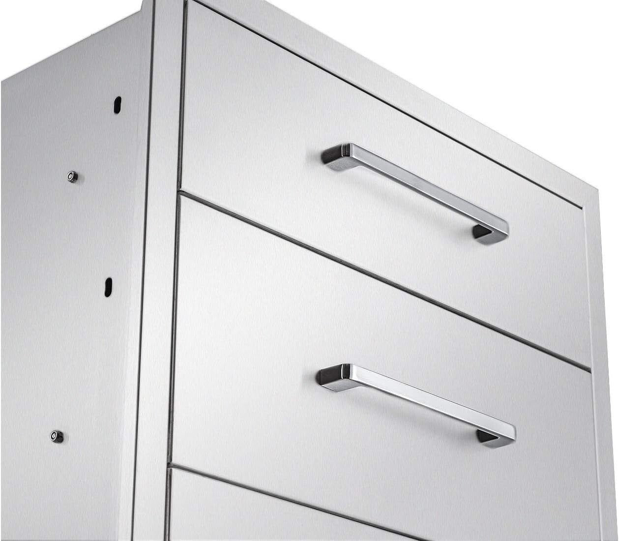 Outdoor Kitchen Drawers Stainless Steel 3-Drawer BBQ Drawer 18"W x 21"H x 23"D