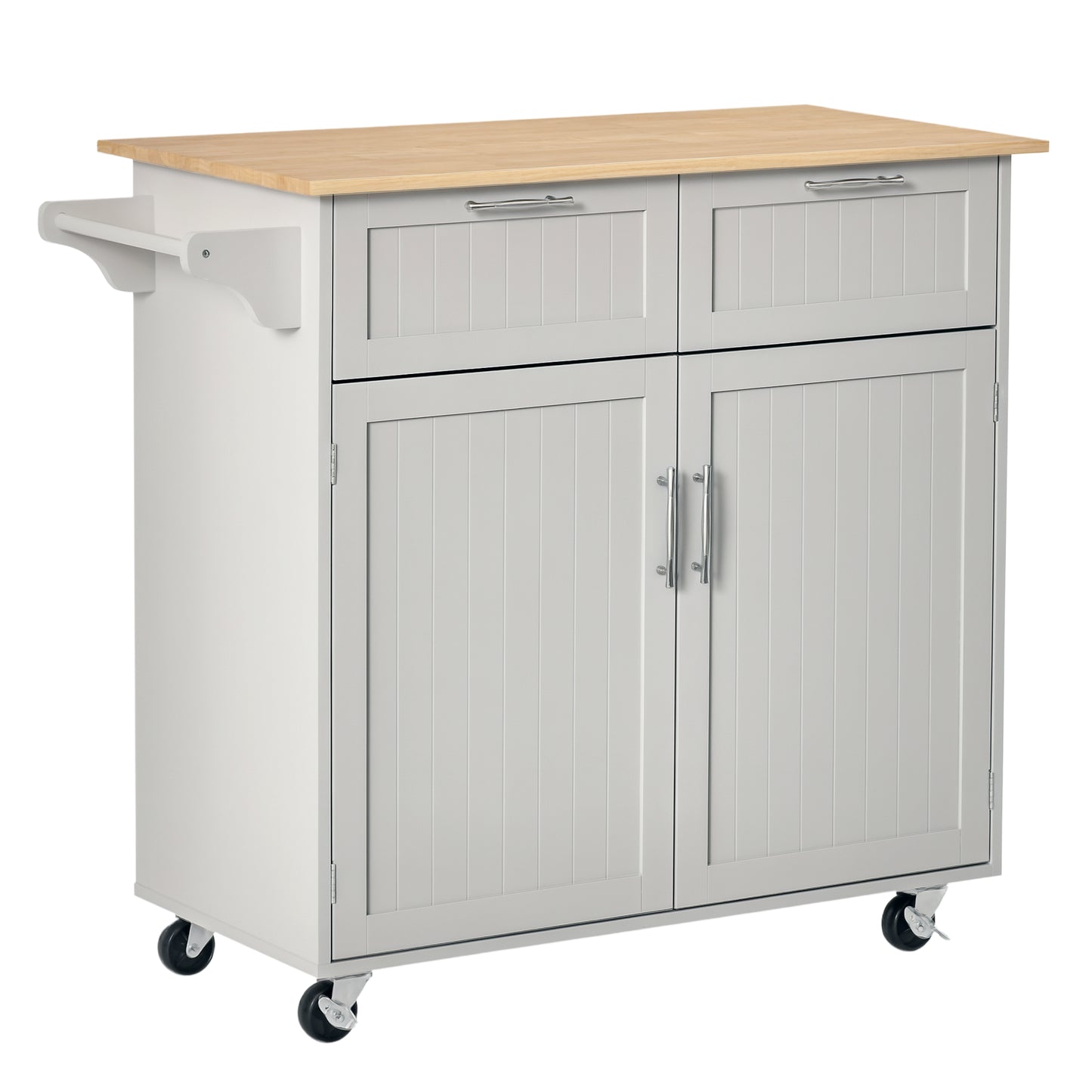 HOMCOM Modern Rolling Kitchen Island Storage Kitchen Cart 2 Drawers