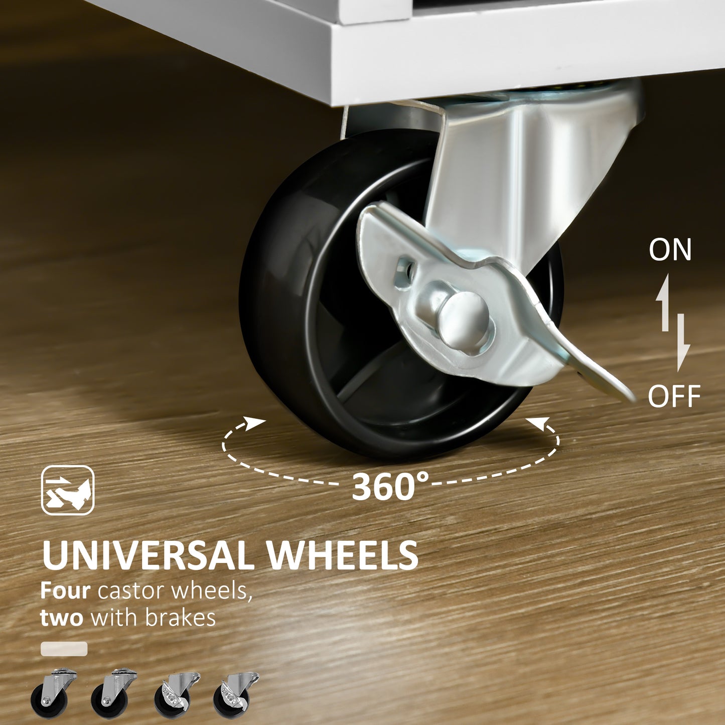 HOMCOM Modern Rolling Kitchen Island Storage Kitchen Cart 2 Drawers