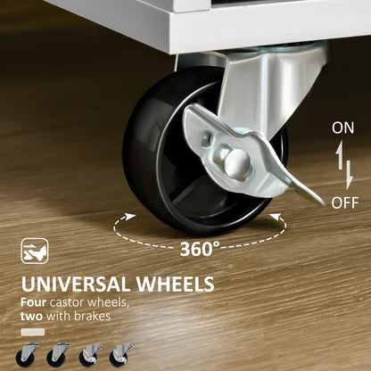 HOMCOM Modern Rolling Kitchen Island Storage Kitchen Cart 2 Drawers