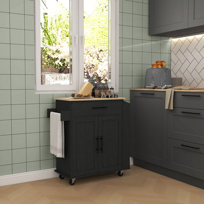 HOMCOM Kitchen Island with Storage and Power Outlets, Rolling Kitchen Cart