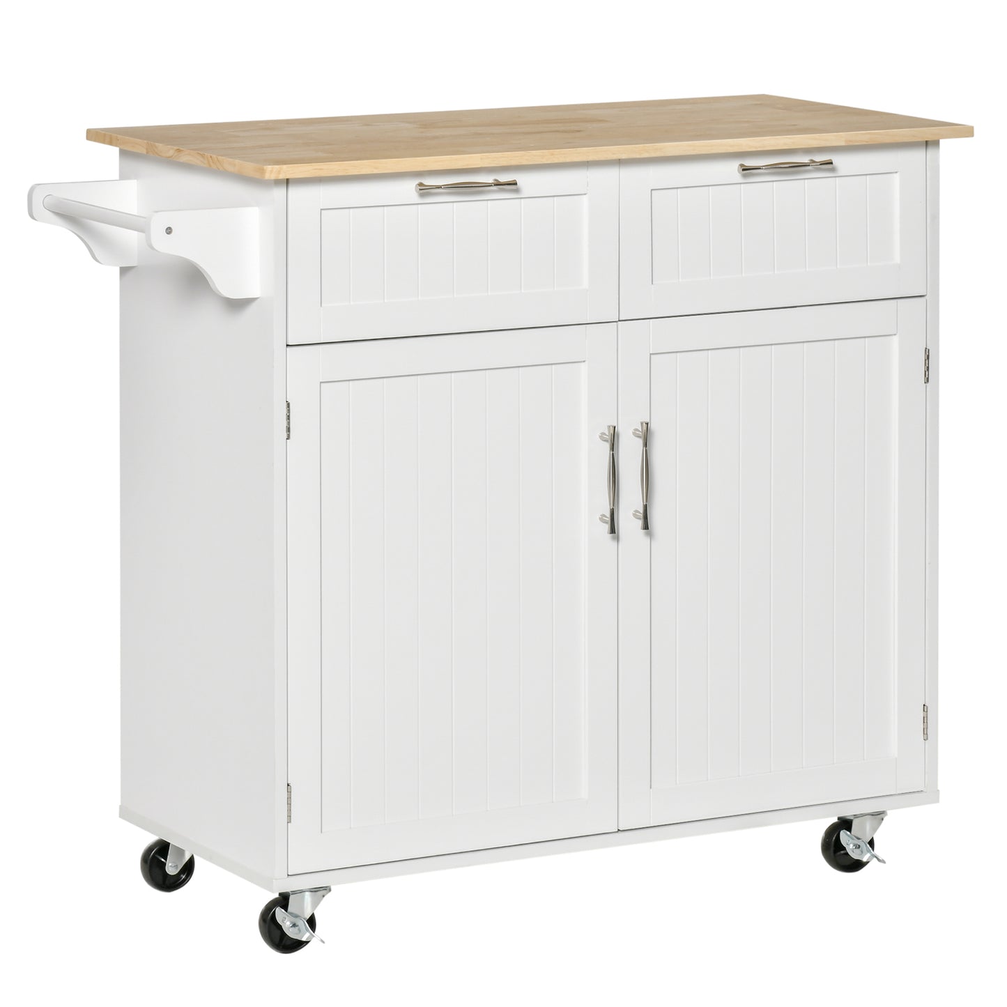 HOMCOM Modern Rolling Kitchen Island Storage Kitchen Cart 2 Drawers