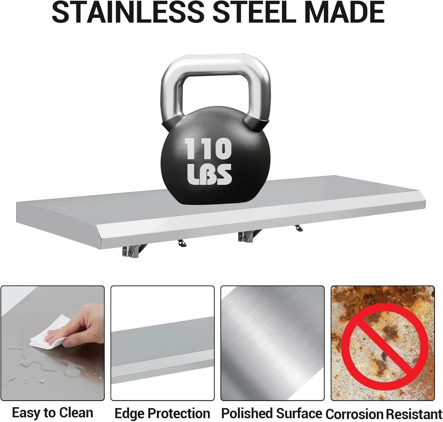 Food Truck Shelf Stainless Steel Foldable Concession Shelf Down Folding Serving