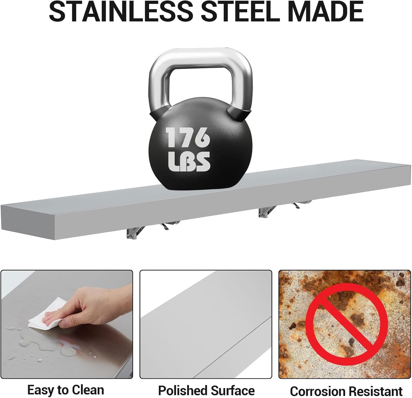 Food Truck Shelf Stainless Steel Foldable Concession Shelf Down Folding Serving