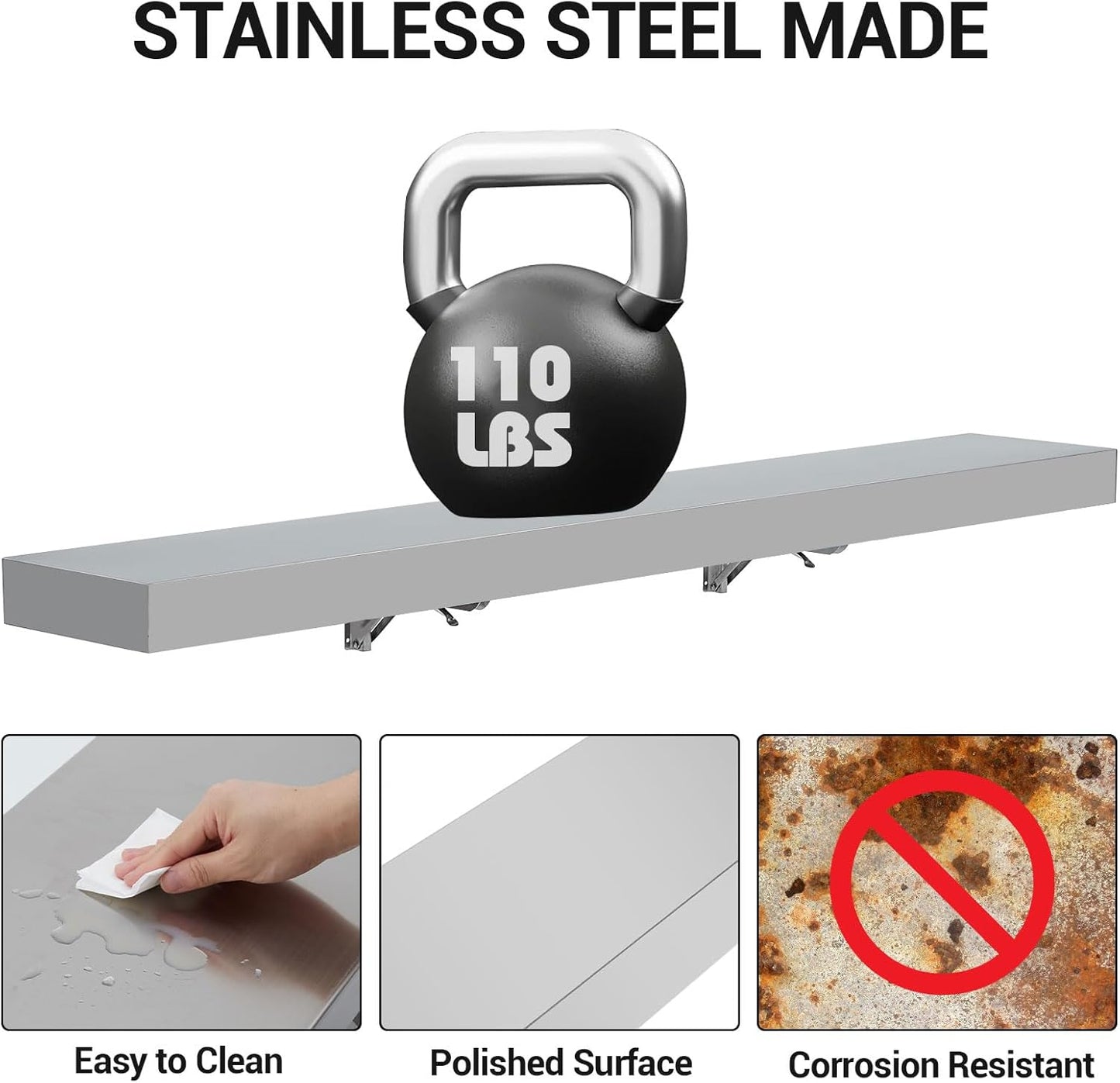 Food Truck Shelf Stainless Steel Foldable Concession Shelf Down Folding Serving