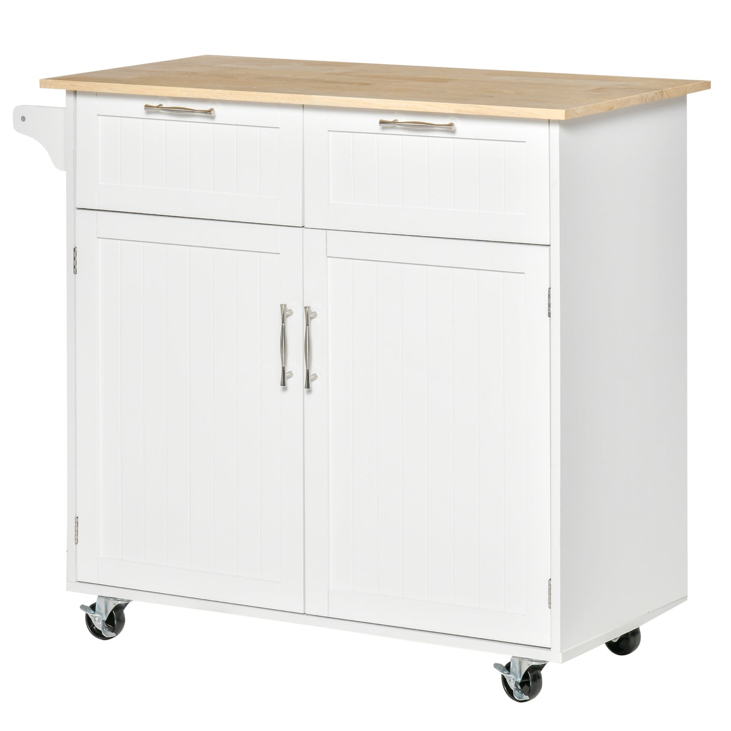 HOMCOM Modern Rolling Kitchen Island Storage Kitchen Cart 2 Drawers