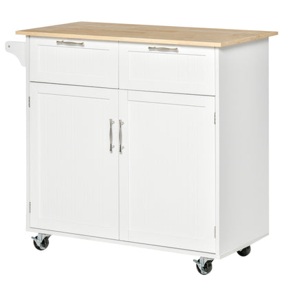 HOMCOM Modern Rolling Kitchen Island Storage Kitchen Cart 2 Drawers
