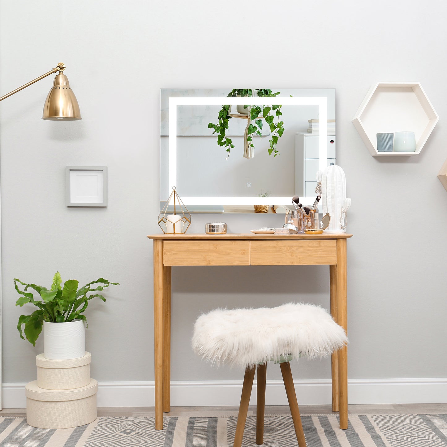 Illuminated LED Bathroom Vanity Mirrors with Lights Modern Makeup Wall Mirror