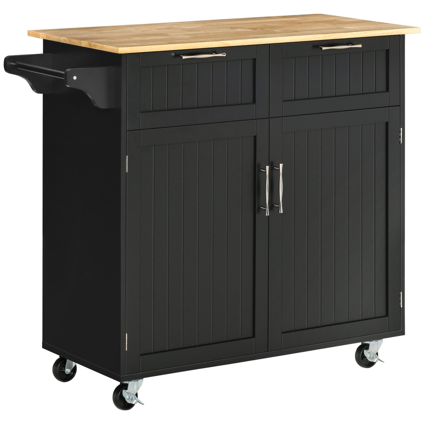 HOMCOM Modern Rolling Kitchen Island Storage Kitchen Cart 2 Drawers