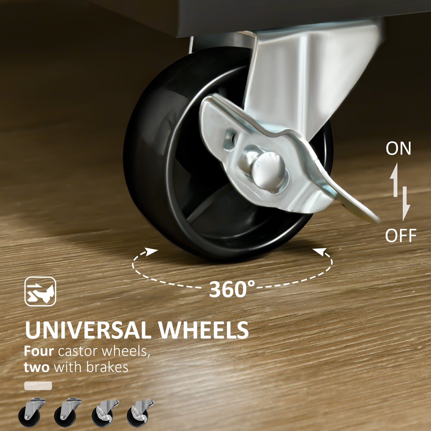 HOMCOM Modern Rolling Kitchen Island Storage Kitchen Cart 2 Drawers