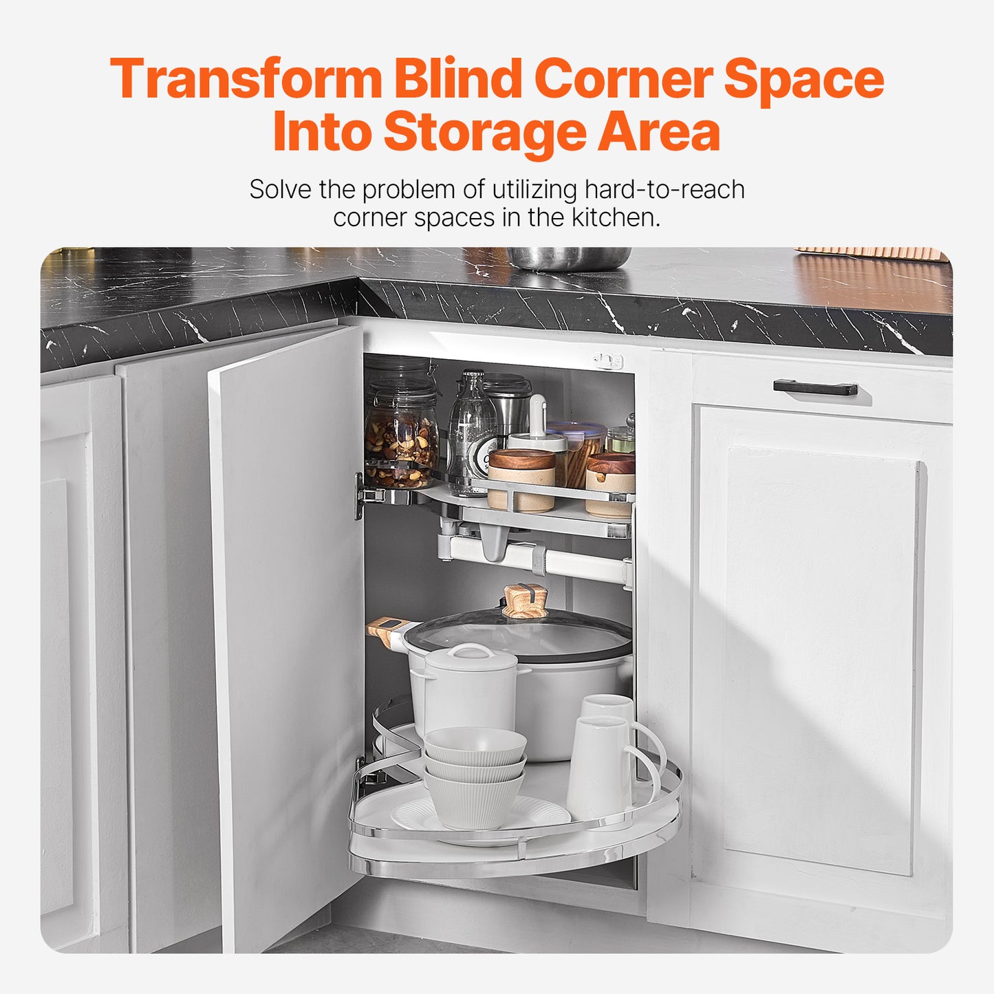 36" Left/Right Blind Corner Kitchen Cabinet Organizer Pull Out Organizer