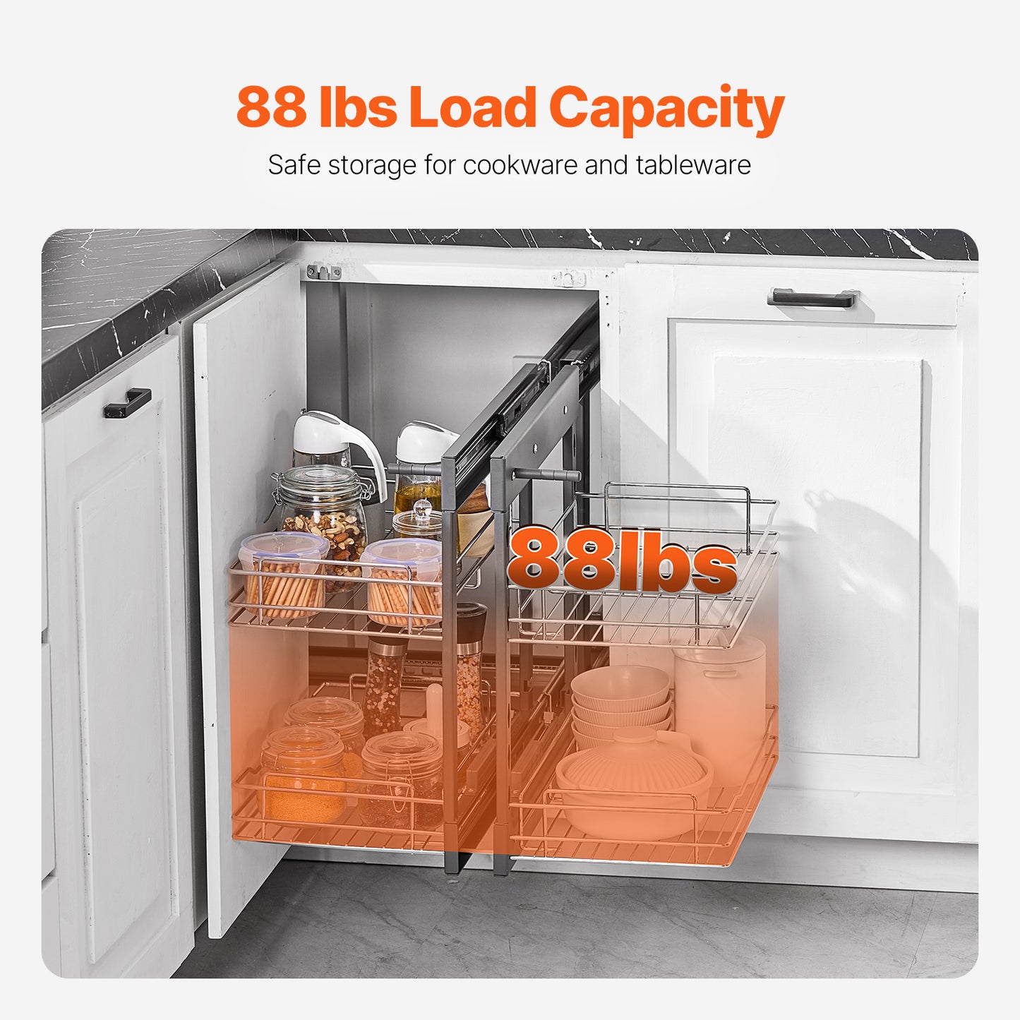 36" Left/Right Blind Corner Kitchen Cabinet Organizer Pull Out Organizer