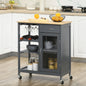 HOMCOM Utility Kitchen Cart Rolling Kitchen Island W/ Wine Rack Cabinet