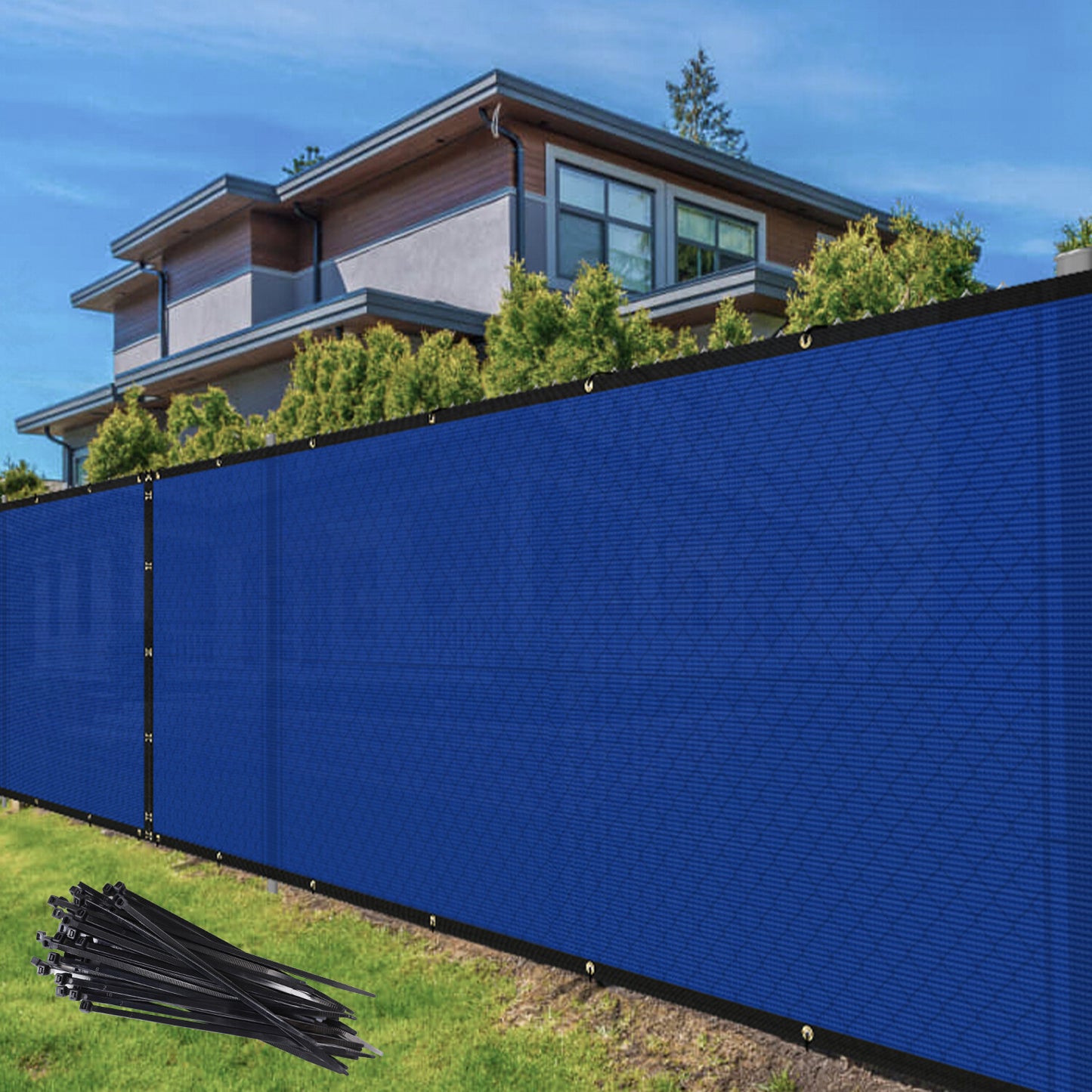 4' 5' 6' 8' Tall Privacy Fence Screen Windscreen Shade Cover Mesh Garden-Blue