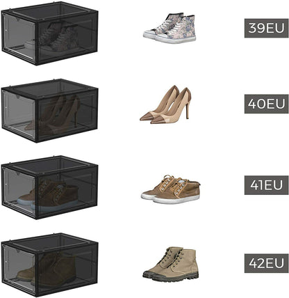 12 Clear Shoe Boxes Magnetic Drop Front Sneaker Rack Storage Organizer Stackable
