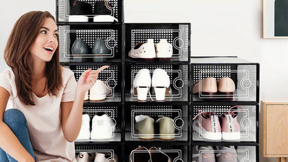 24pcs Shoe Storage Box Organizer, Transparent Plastic Stackable'  Shoe Container