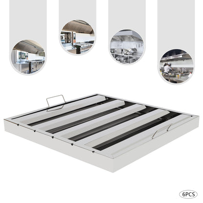 20"X20" Commercial Hood Filters 6 Pcs Stainless Steel Hood Grease Filter Baffle