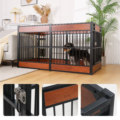 Wooden Adjustable Dog Playpen Pet Fence Heavy Duty Exercise Pen Furniture Style