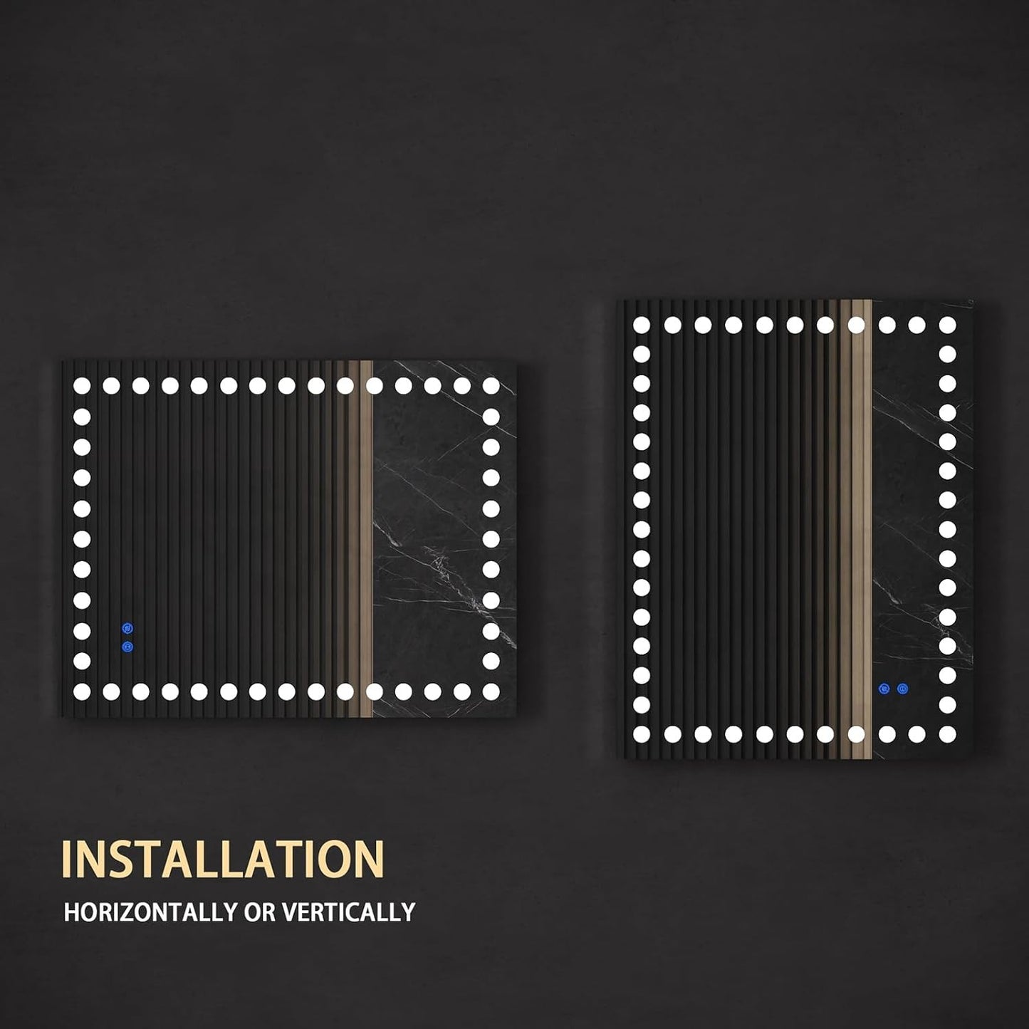 28 x 36in LED Bathroom Mirror Dimmable Anti-fog Wall Vanity Touch Makeup Mirror