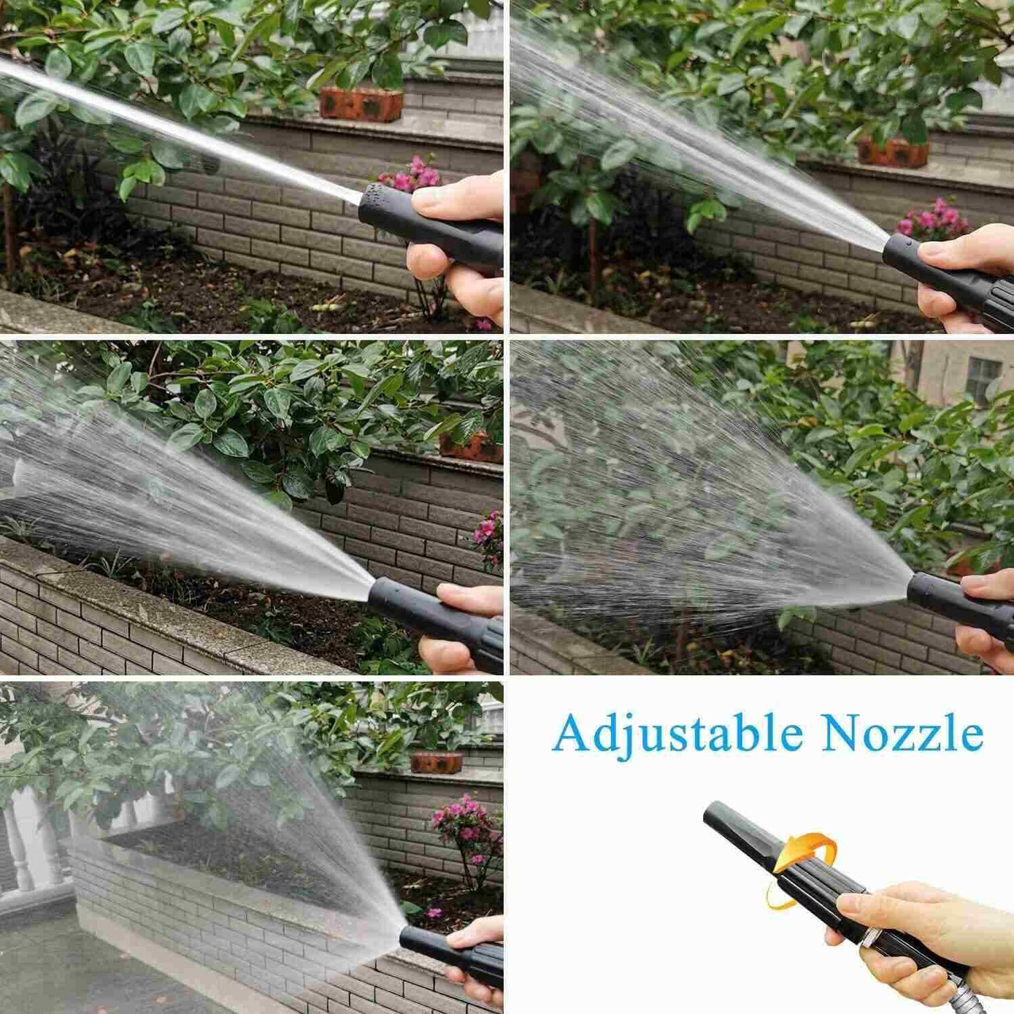 25/50/75/100/150FT Stainless Steel Flexible Garden Water Hose 2X Spray Nozzle