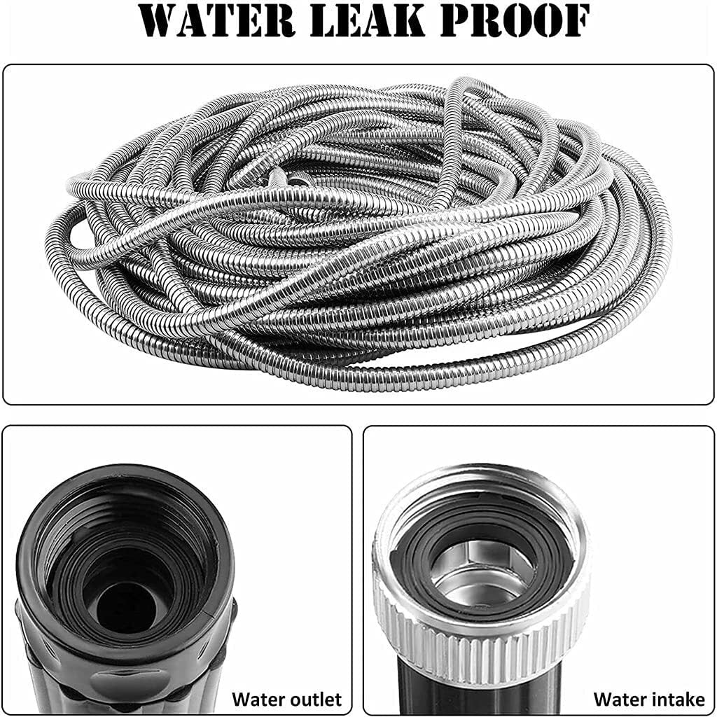 75FT 304 Stainless Steel Metal Garden Water Hose Kink Proof Flexible Heavy Duty