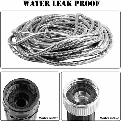 75FT 304 Stainless Steel Metal Garden Water Hose Kink Proof Flexible Heavy Duty