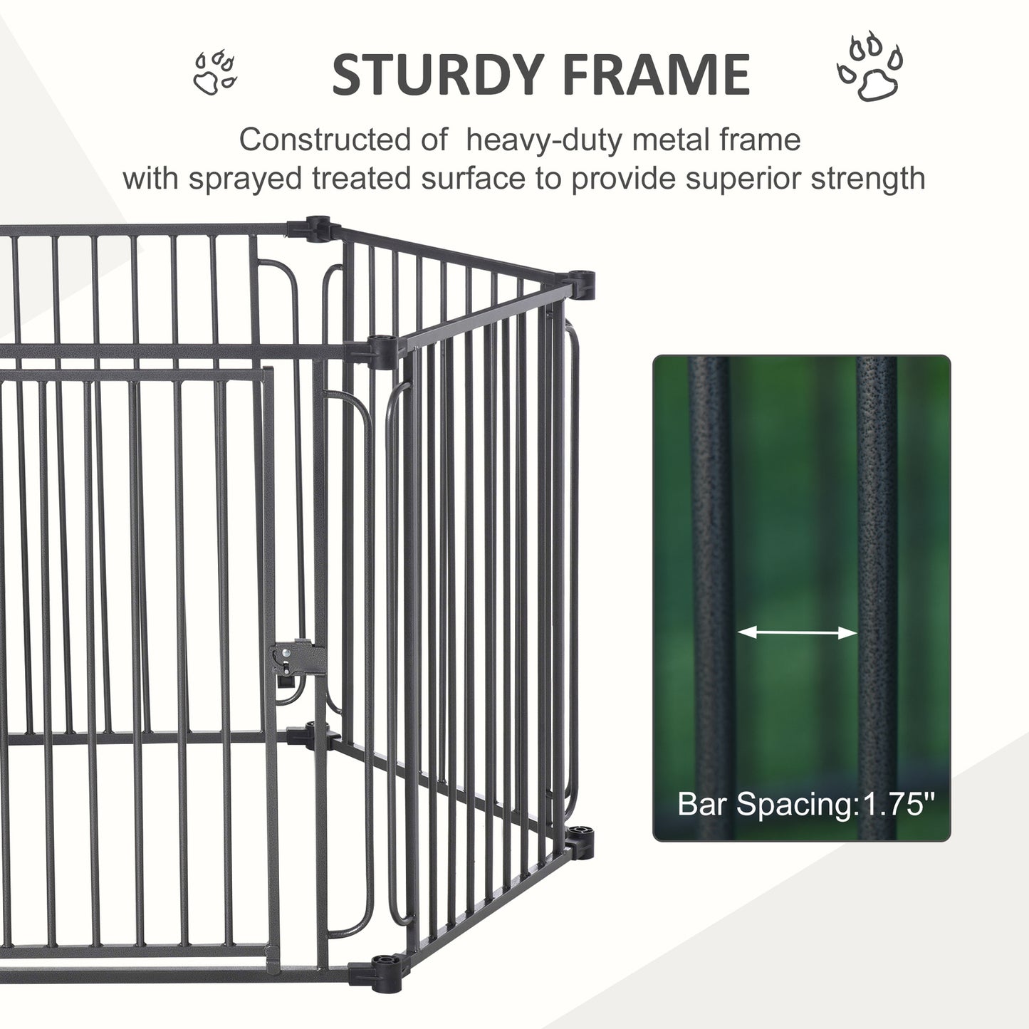 3.5x4 ft Heavy Duty Outdoor Dog Playpen Pet Cage Kennel Exercise Fence with Roof