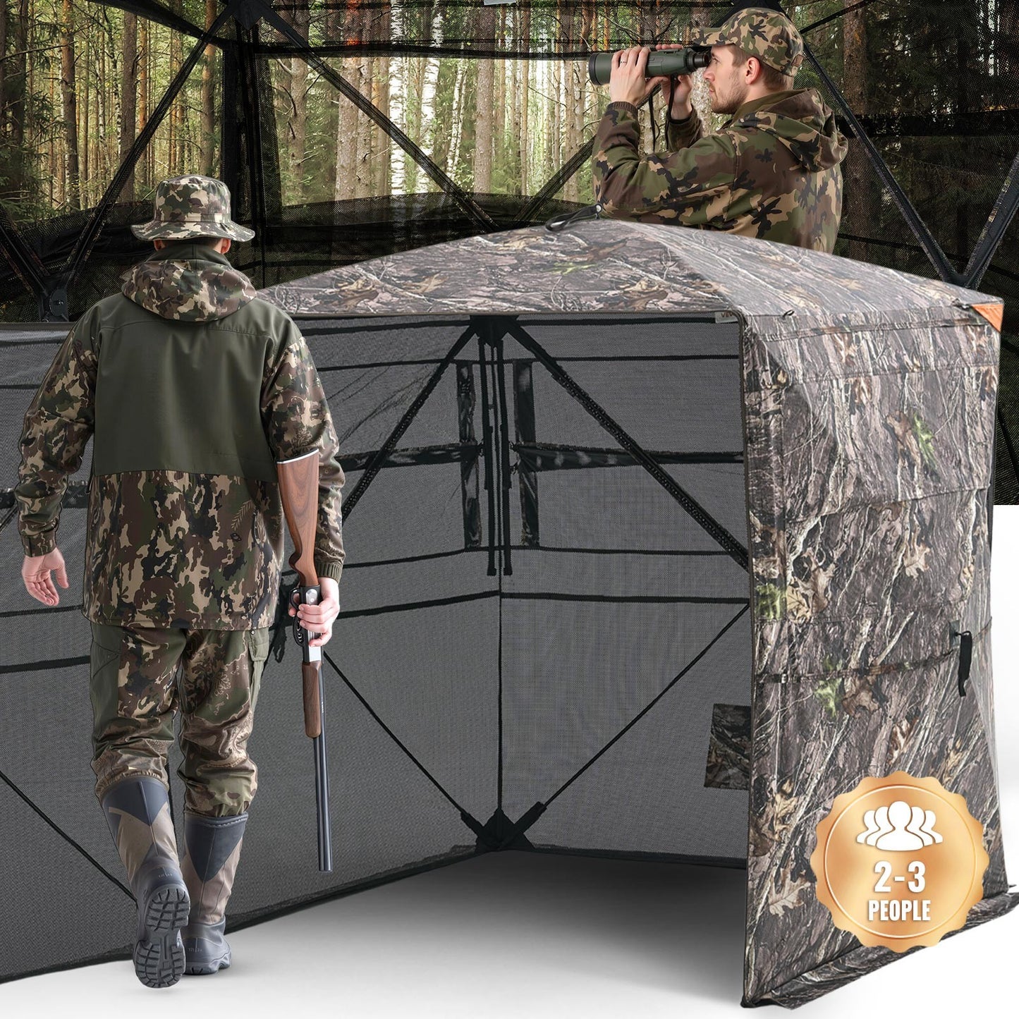 Uimoso Hunting Blind See Through Ground Deer Blinds 2-3 Person Carrying Bag