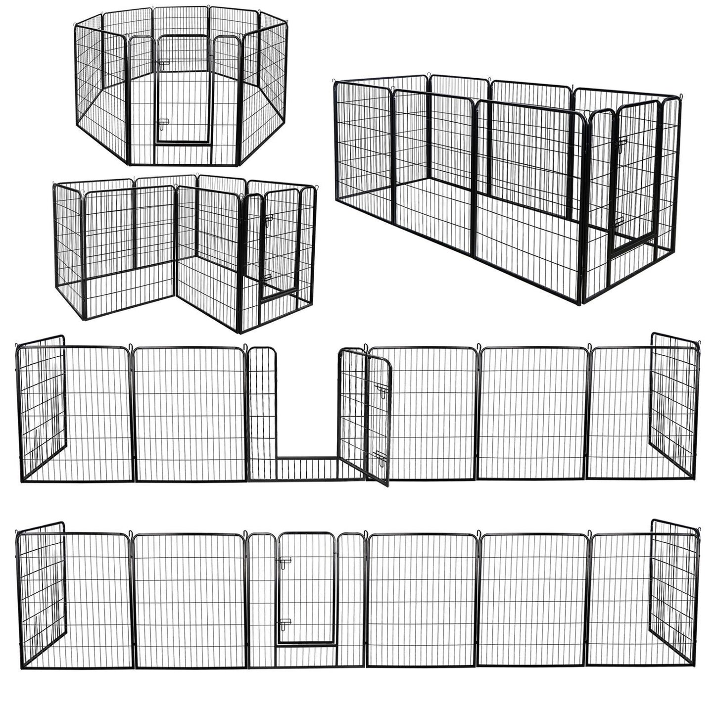 8 Panels 40''/16 panels 24”/32" Dog Pet Playpen Dog Fence Exercise Pen Outdoor