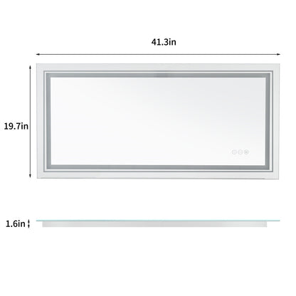 Bathroom Mirror with Front+Backlit Lights Dimmable Wall Vanity Mirrors Anti-Fog