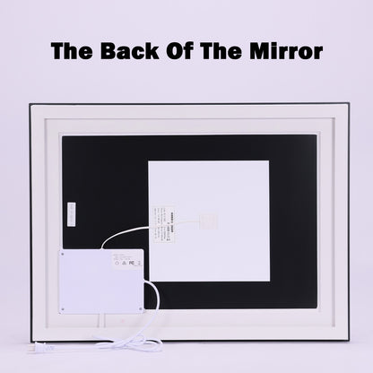 LED Dimmable Lighted Bathroom Mirror Anti-Fog Wall Mounted Rectangle Mirror