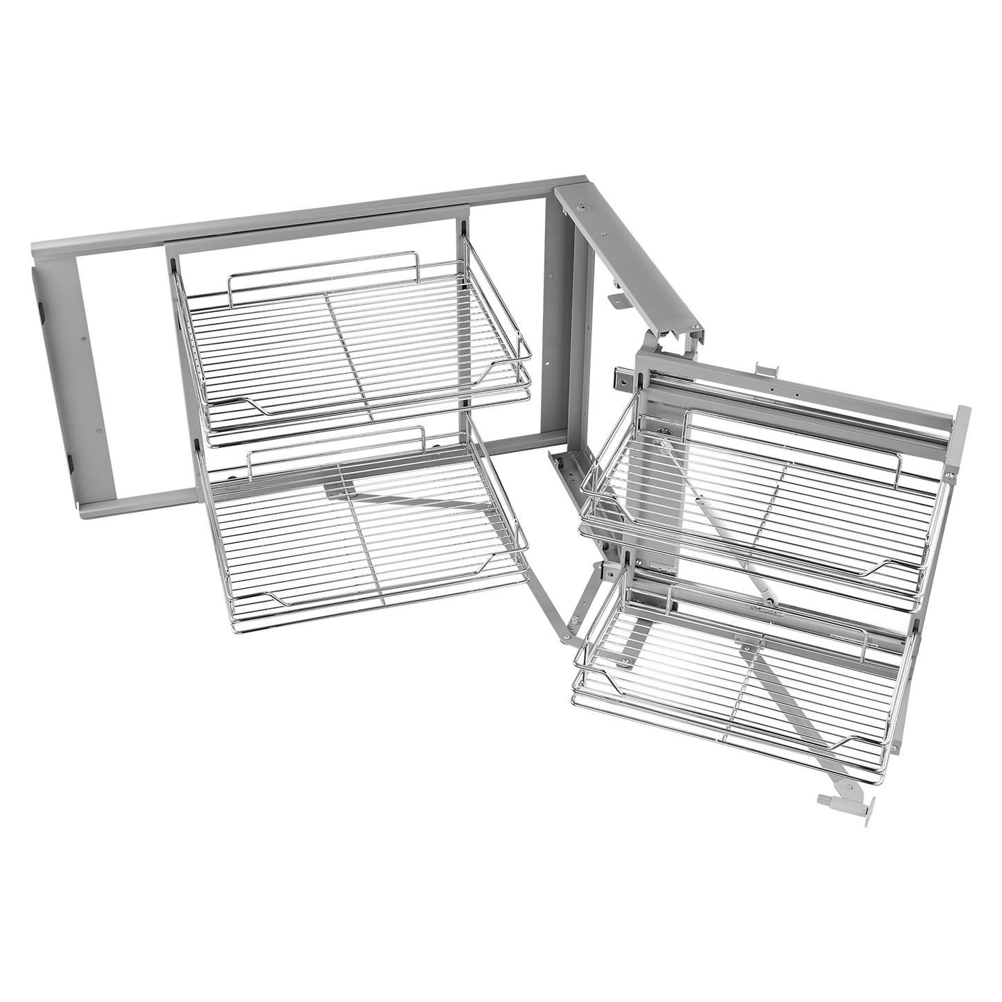 4 Shelf Blind Corner Pull Out Organizer 34" Chrome Kitchen Cabinet Basket