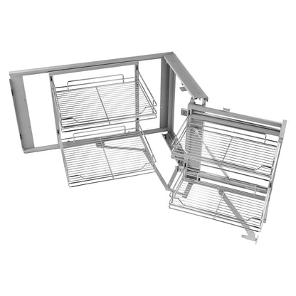 4 Shelf Blind Corner Pull Out Organizer 34" Chrome Kitchen Cabinet Basket