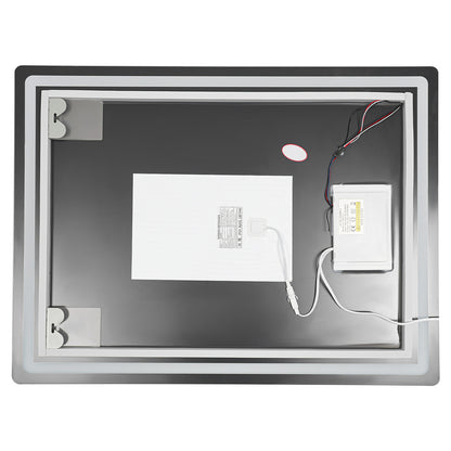 Dimmable LED Bathroom Mirror with Anti-Fog Function and Time Display 60×80 cm