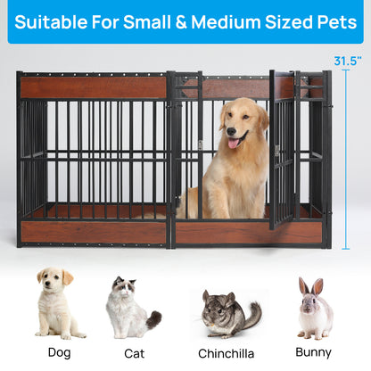 Wooden Adjustable Dog Playpen Pet Fence Heavy Duty Exercise Pen Furniture Style