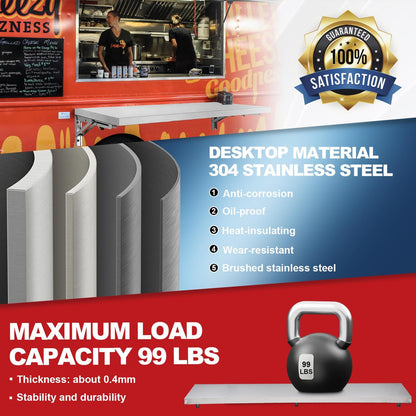 4, Foot Shelf for Concession Window Food Folding Truck Accessories Business