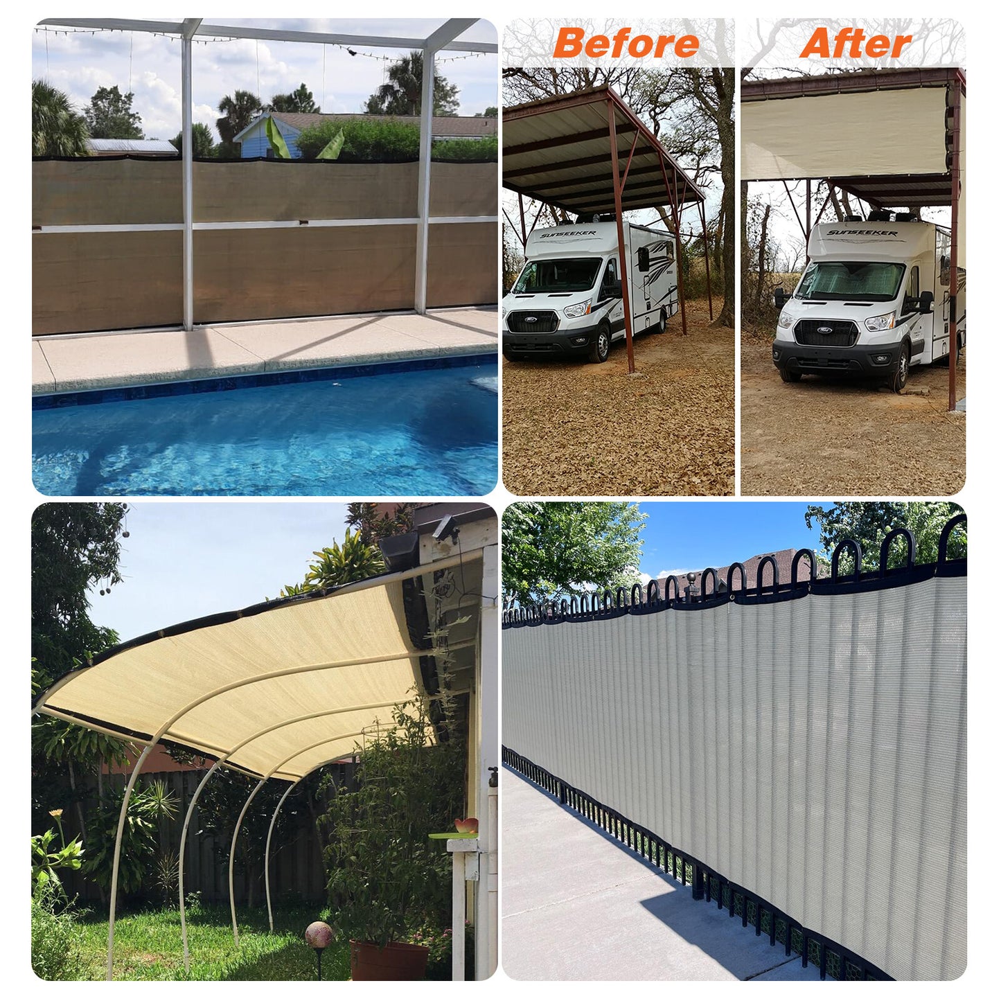 4' 5' 6' 8' Tall Privacy Fence Screen Windscreen Shade Cover Mesh Garden-Blue