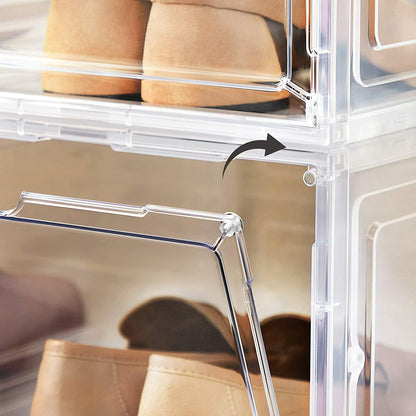 12 Clear Shoe Boxes Magnetic Drop Front Sneaker Rack Storage Organizer Stackable