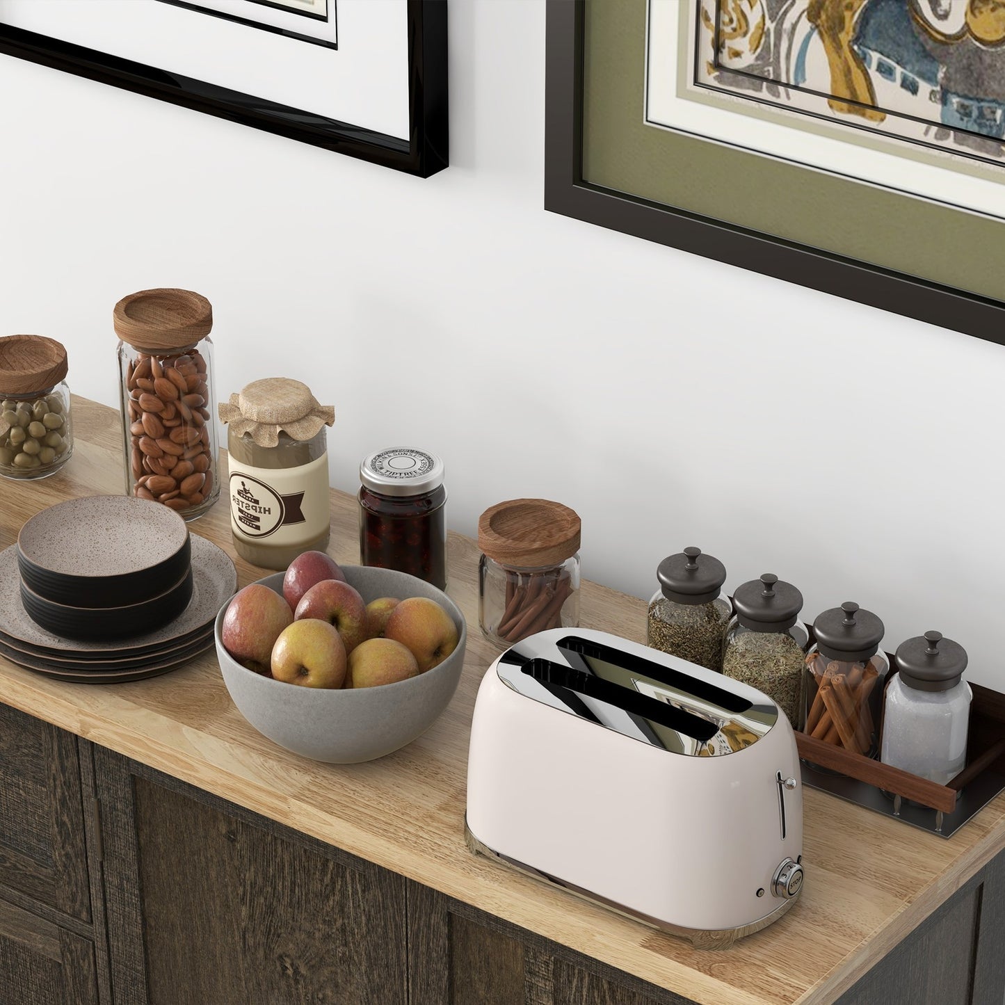 Triple-Cabinet Rolling Kitchen Island on Wheels, Kitchen Cart