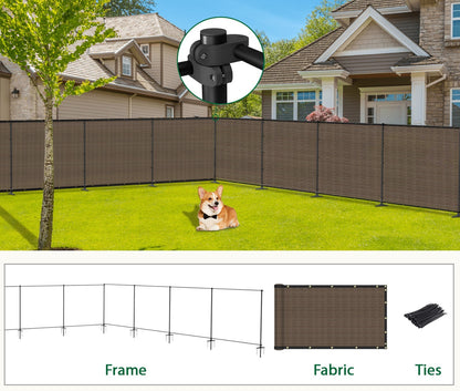 Heavy Duty Outdoor Freestanding Privacy Screen Fence Panels with Iron Poles