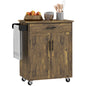 Kitchen Island Cart Rolling Trolley Cart with Drawer Storage Cabinet Towel Rack
