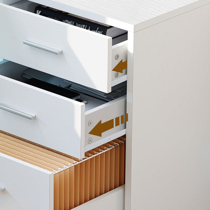 65 in L Shaped Computer Desk with File Drawer Desk w/ Power Outlets & LED Lights