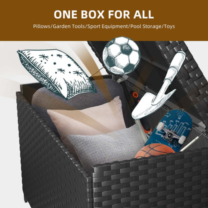 230 Gallon Large PE Rattan Wicker Deck Box Waterproof Outdoor Toy Storage Boxes