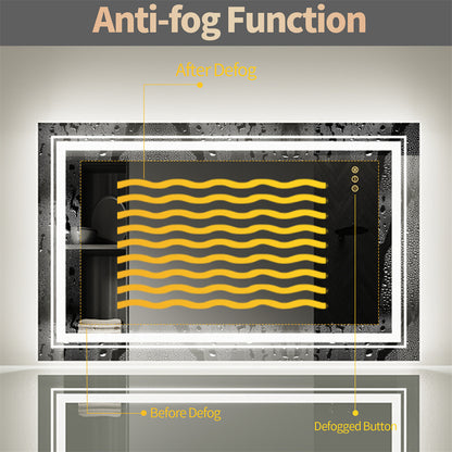 Bathroom Mirror with Front+Backlit Lights Dimmable Wall Vanity Mirrors Anti-Fog